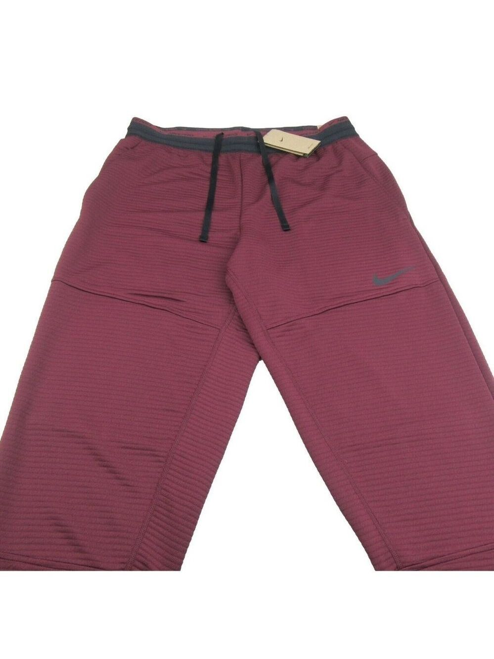 Nike Pro Dri-FIT Fleece Fitness Pants Men's Size Medium Maroon Black NEW